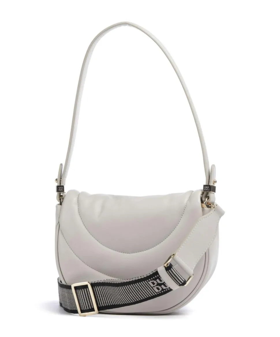 Panarea Schultertasche fein genarbtes Leder hellgrau