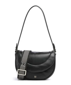 Panarea Schultertasche fein genarbtes Leder schwarz