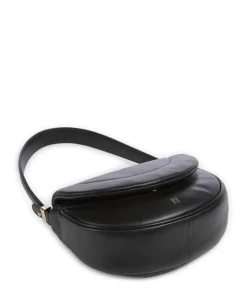 Panarea Schultertasche fein genarbtes Leder schwarz