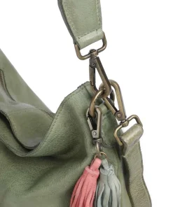 Paoliweg 2 Schultertasche genarbtes Leder grün
