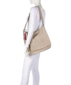 Paoliweg 2 Schultertasche genarbtes Leder beige