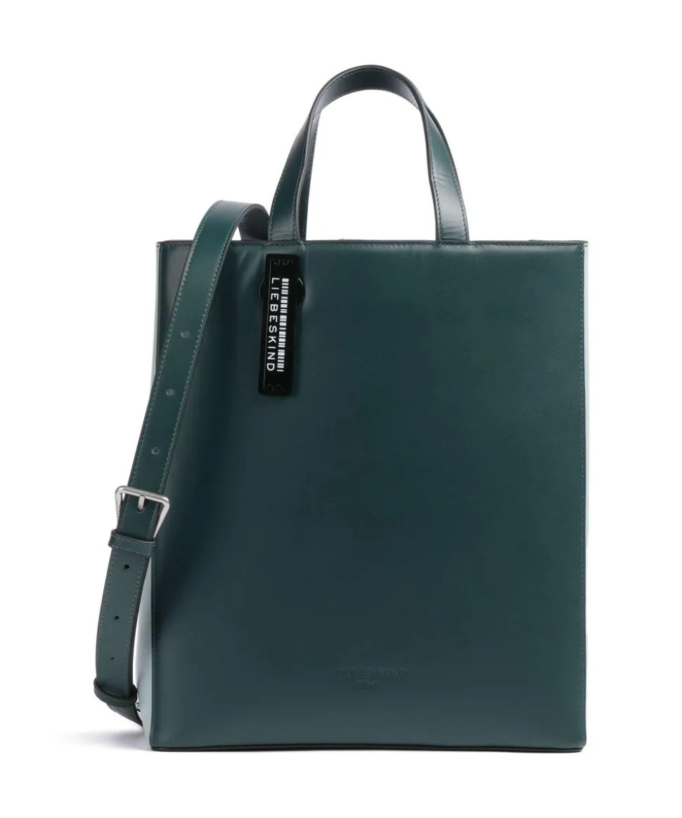 Paper Bag Carter M Handtasche glattes Leder dunkelgrün