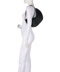 Paris Schultertasche Lederimitat schwarz