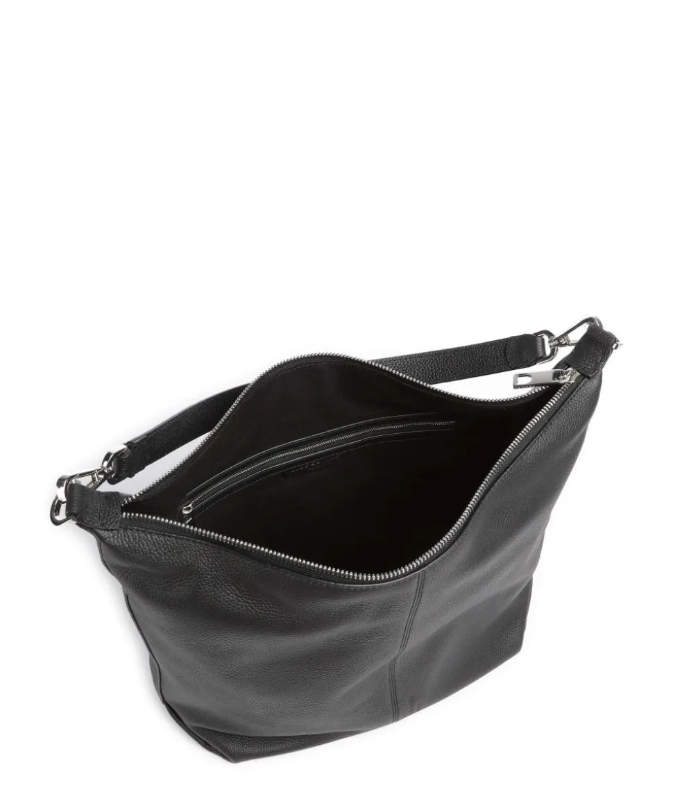 Paris Small Pebble M Beuteltasche genarbtes Rindsleder schwarz