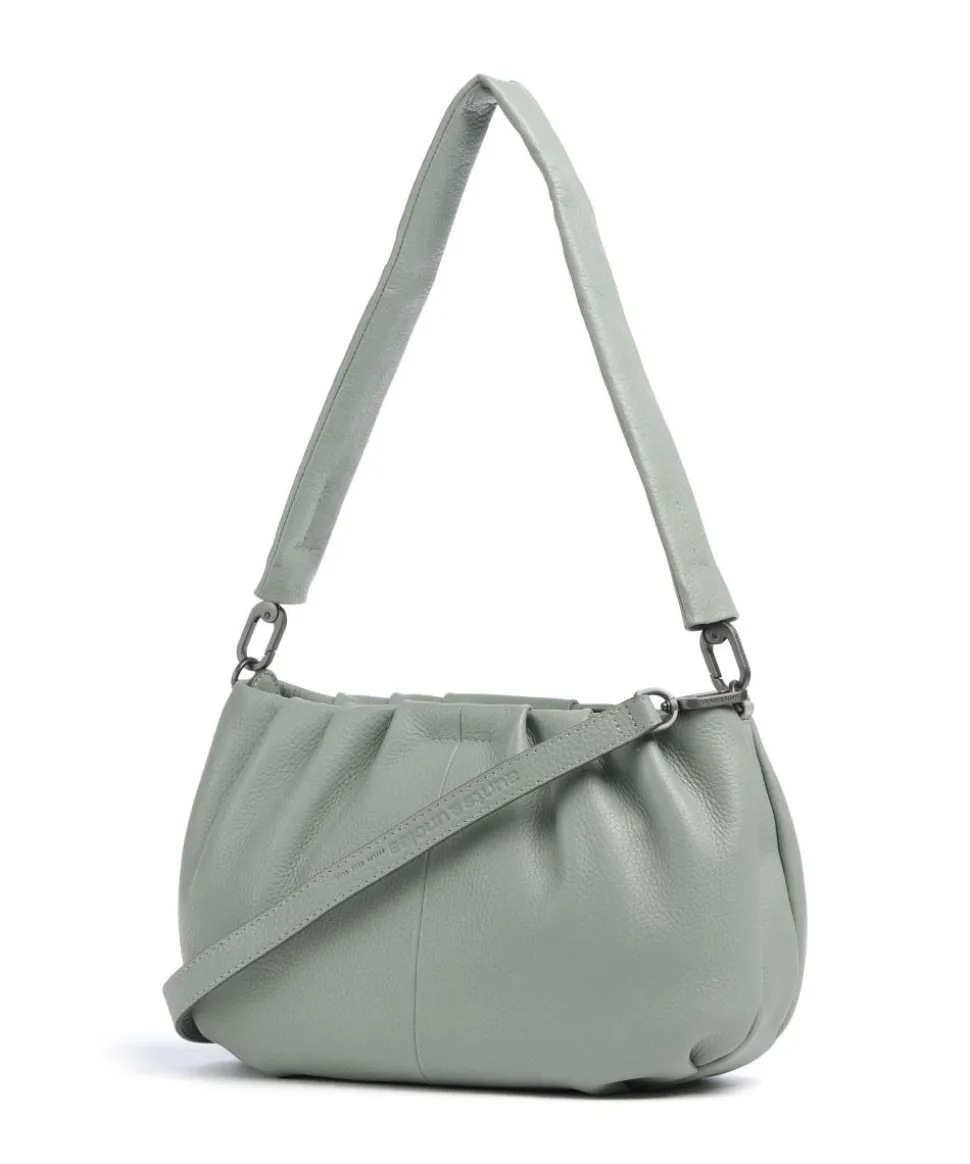 Philocalists Pearl Schultertasche genarbtes Leder grünblau