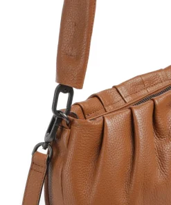 Philocalists Pearl Schultertasche genarbtes Leder braun