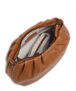 Philocalists Pearl Schultertasche genarbtes Leder braun