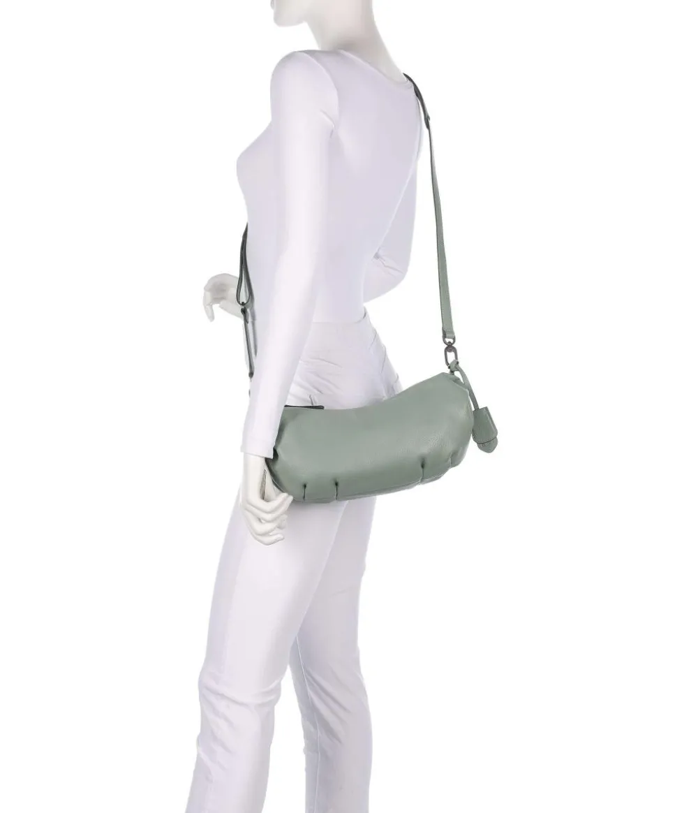 Philocalists Sparkle Beuteltasche genarbtes Leder graugrün