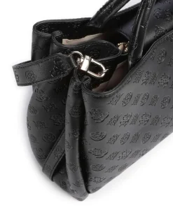 Phoebe Peony Debossed Handtasche Lederimitat schwarz