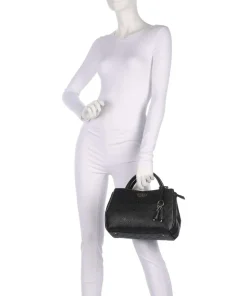 Phoebe Peony Debossed Handtasche Lederimitat schwarz