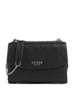 Phoebe Peony Debossed Schultertasche Lederimitat schwarz