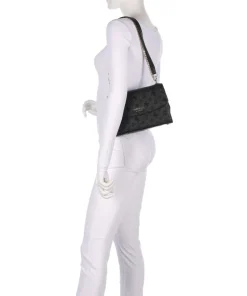 Phoebe Peony Debossed Schultertasche Lederimitat schwarz