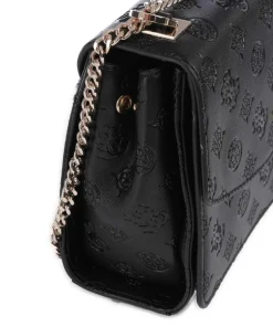 Phoebe Peony Debossed Schultertasche Lederimitat schwarz