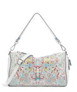 Phoenix Maioliche Pepita Schultertasche genarbtes Kalbsleder weiß