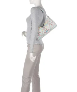 Phoenix Maioliche Pepita Schultertasche genarbtes Kalbsleder weiß