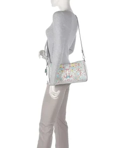 Phoenix Maioliche Pepita Schultertasche genarbtes Kalbsleder weiß