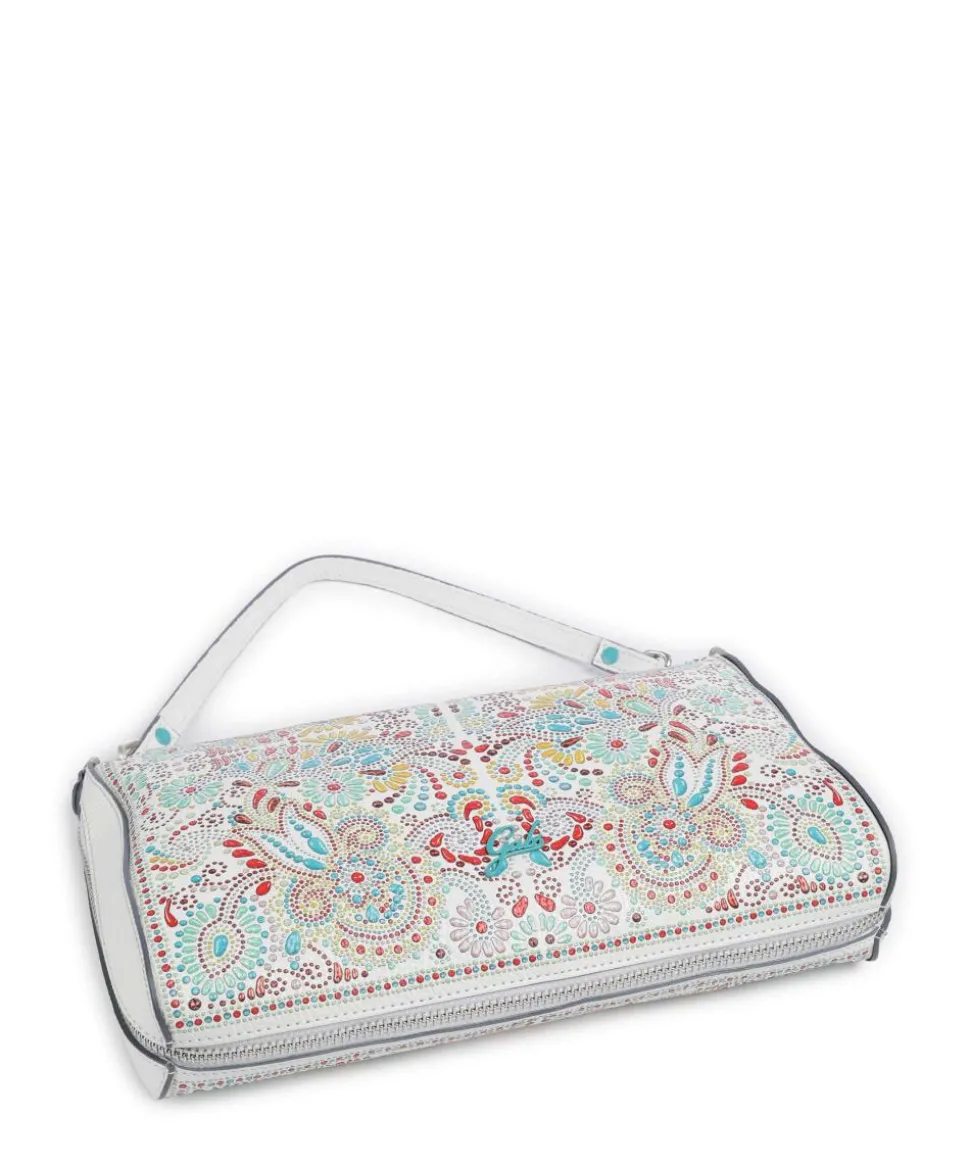 Phoenix Maioliche Pepita Schultertasche genarbtes Kalbsleder weiß