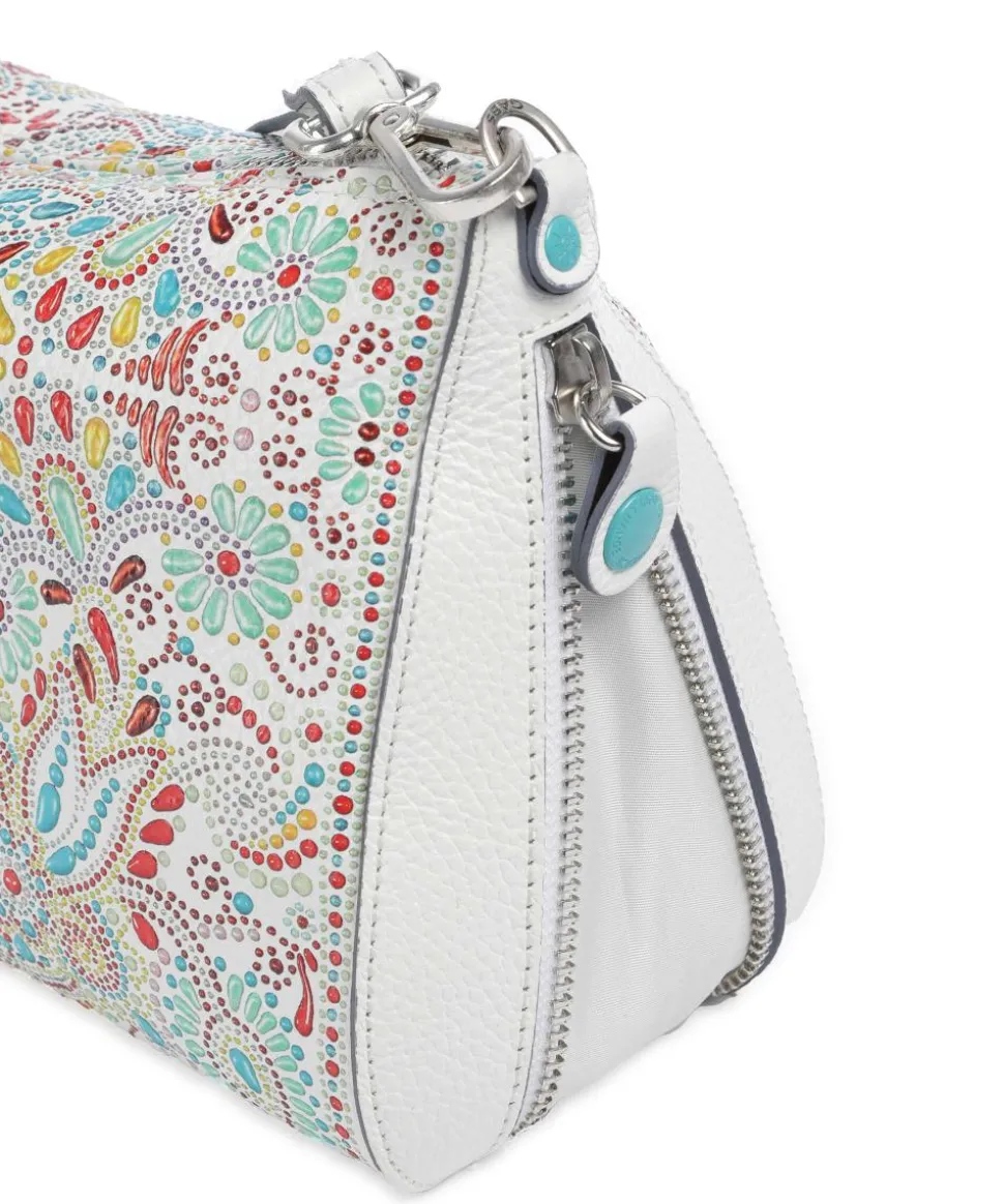 Phoenix Maioliche Pepita Schultertasche genarbtes Kalbsleder weiß