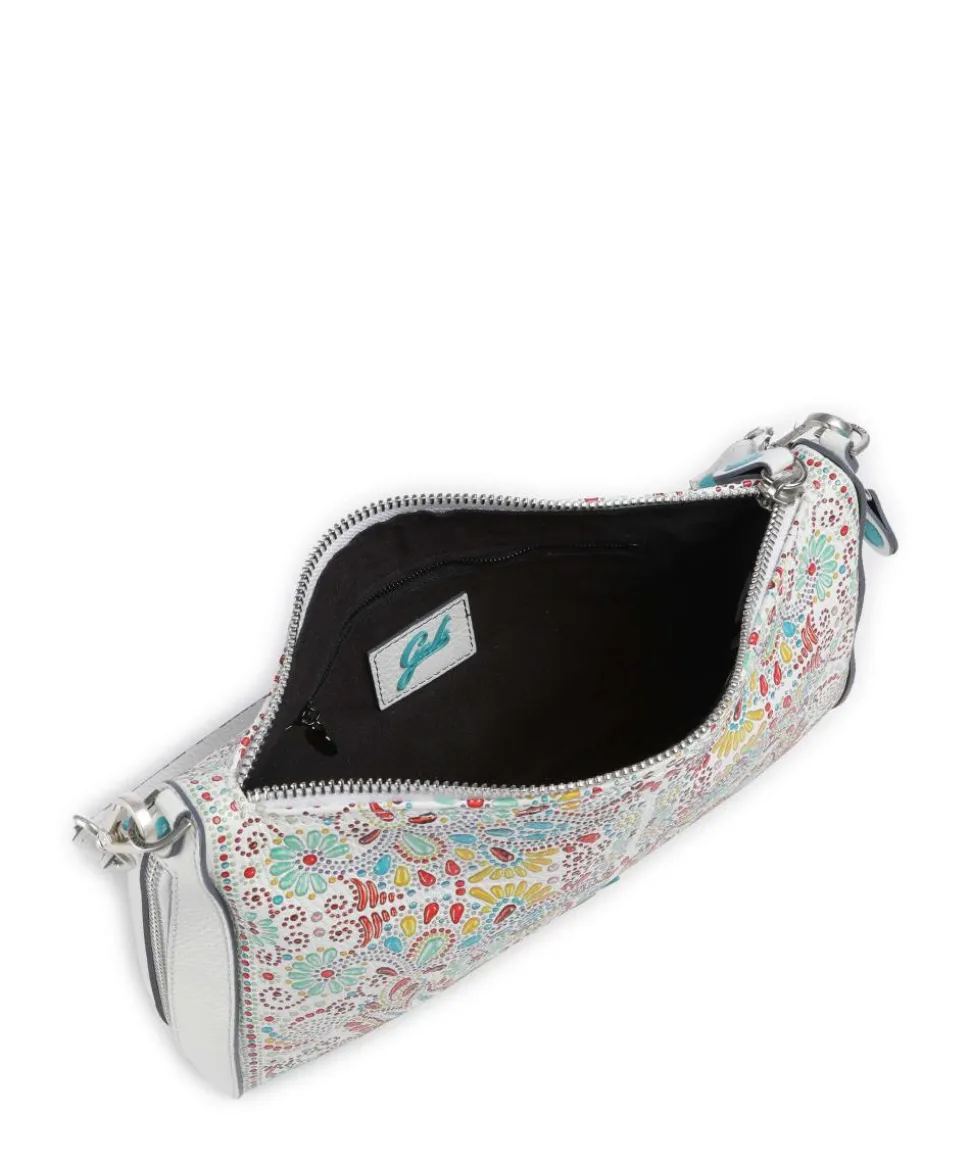 Phoenix Maioliche Pepita Schultertasche genarbtes Kalbsleder weiß