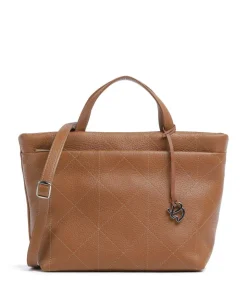 Pienza Handtasche genarbtes Leder cognac