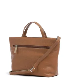 Pienza Handtasche genarbtes Leder cognac