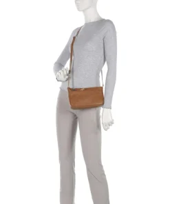 Pienza Umhängetasche genarbtes Leder cognac