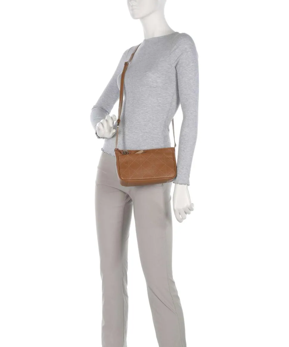 Pienza Umhängetasche genarbtes Leder cognac