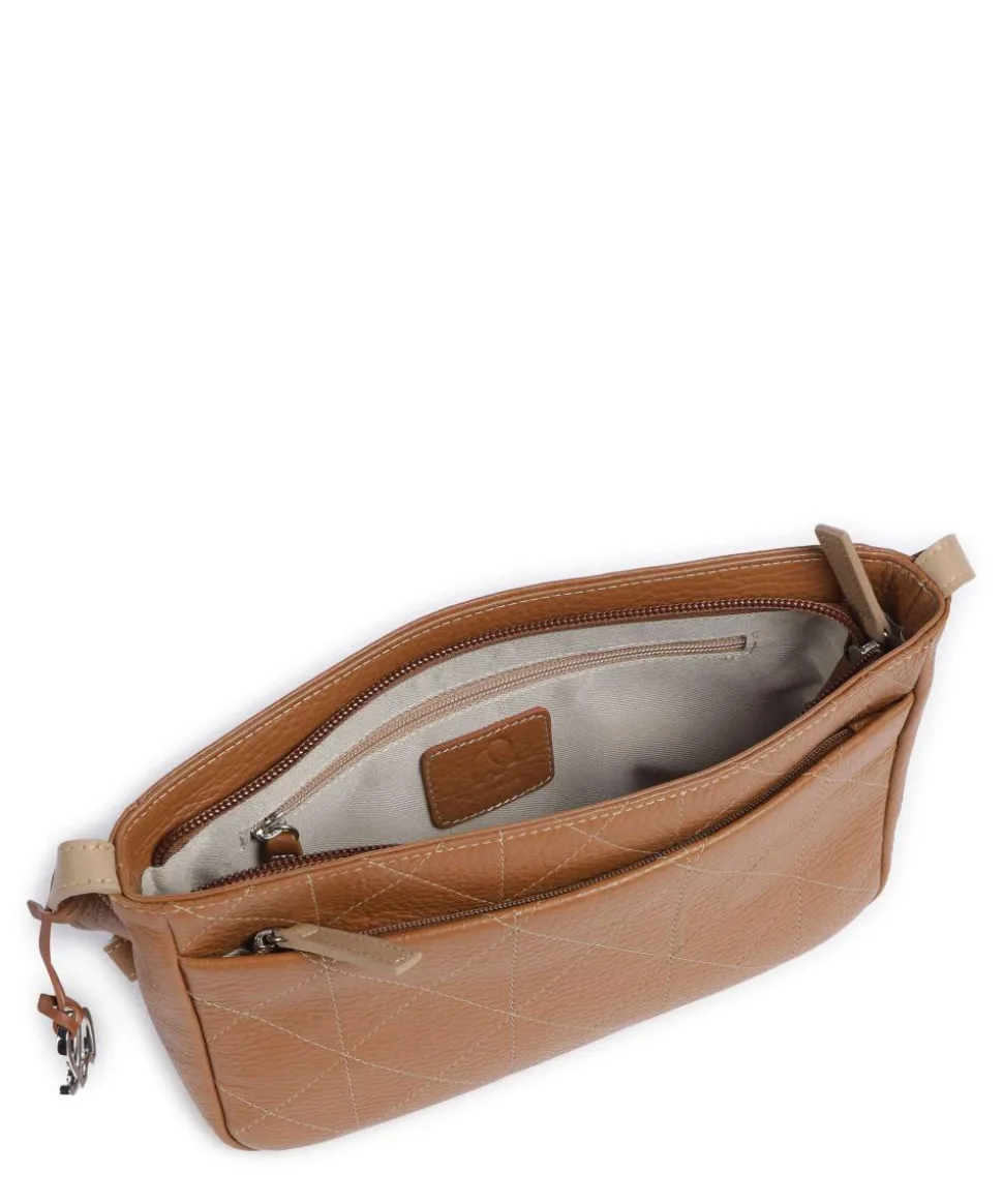 Pienza Umhängetasche genarbtes Leder cognac