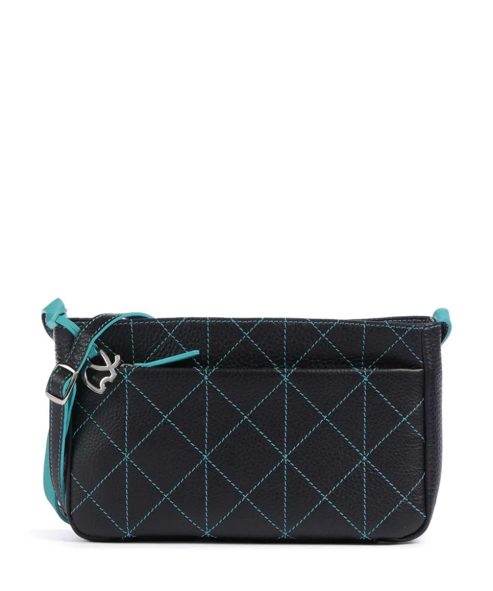 Pienza Umhängetasche genarbtes Leder schwarz