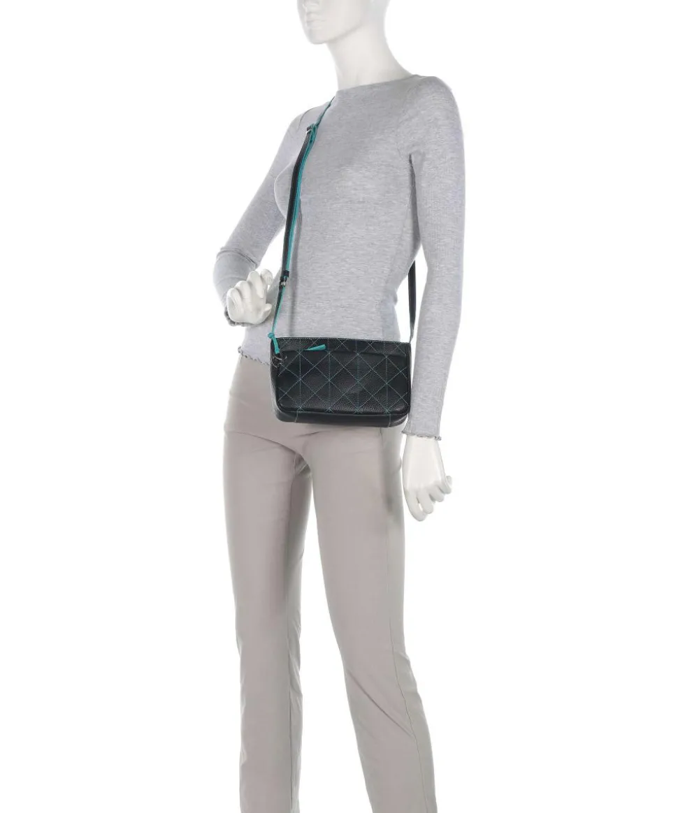 Pienza Umhängetasche genarbtes Leder schwarz