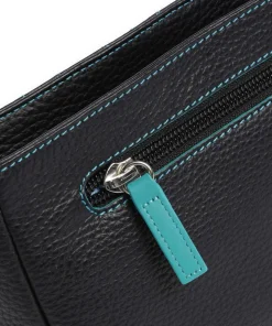 Pienza Umhängetasche genarbtes Leder schwarz