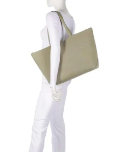 Pija Shopper aufgerautes Kalbsleder graugrün