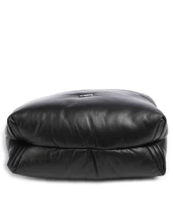 Piuma_Lucido Puffer Beuteltasche fein genarbtes Leder schwarz