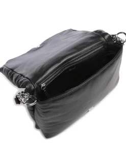 Piuma_Lucido Puffer Schultertasche fein genarbtes Rindsleder schwarz