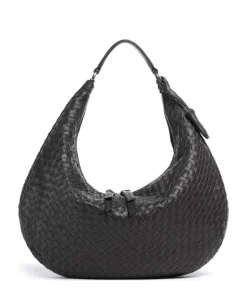 Piuma Nana Beuteltasche fein genarbtes Leder dunkelbraun