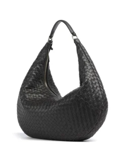 Piuma Nana Beuteltasche fein genarbtes Leder dunkelbraun