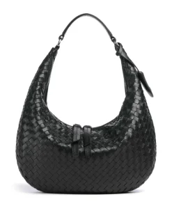 Piuma Nana Small Beuteltasche fein genarbtes Leder schwarz