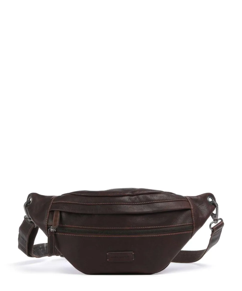 Porto 1 Gürteltasche genarbtes Leder dunkelbraun