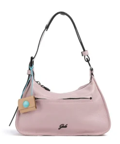 Porto Rico Gala Schultertasche genarbtes Kalbsleder grau/rosa