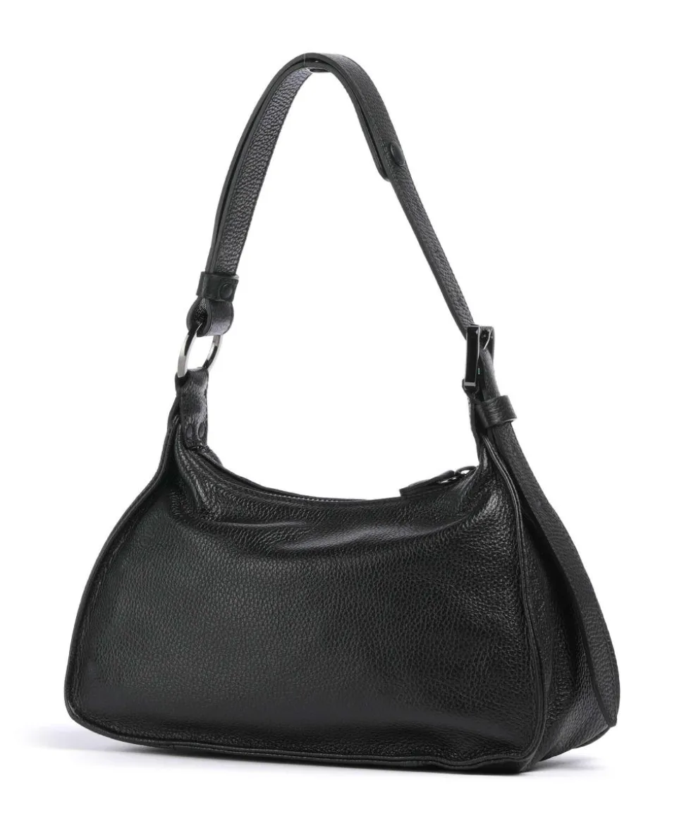 Porto Rico Gala Schultertasche genarbtes Kalbsleder schwarz