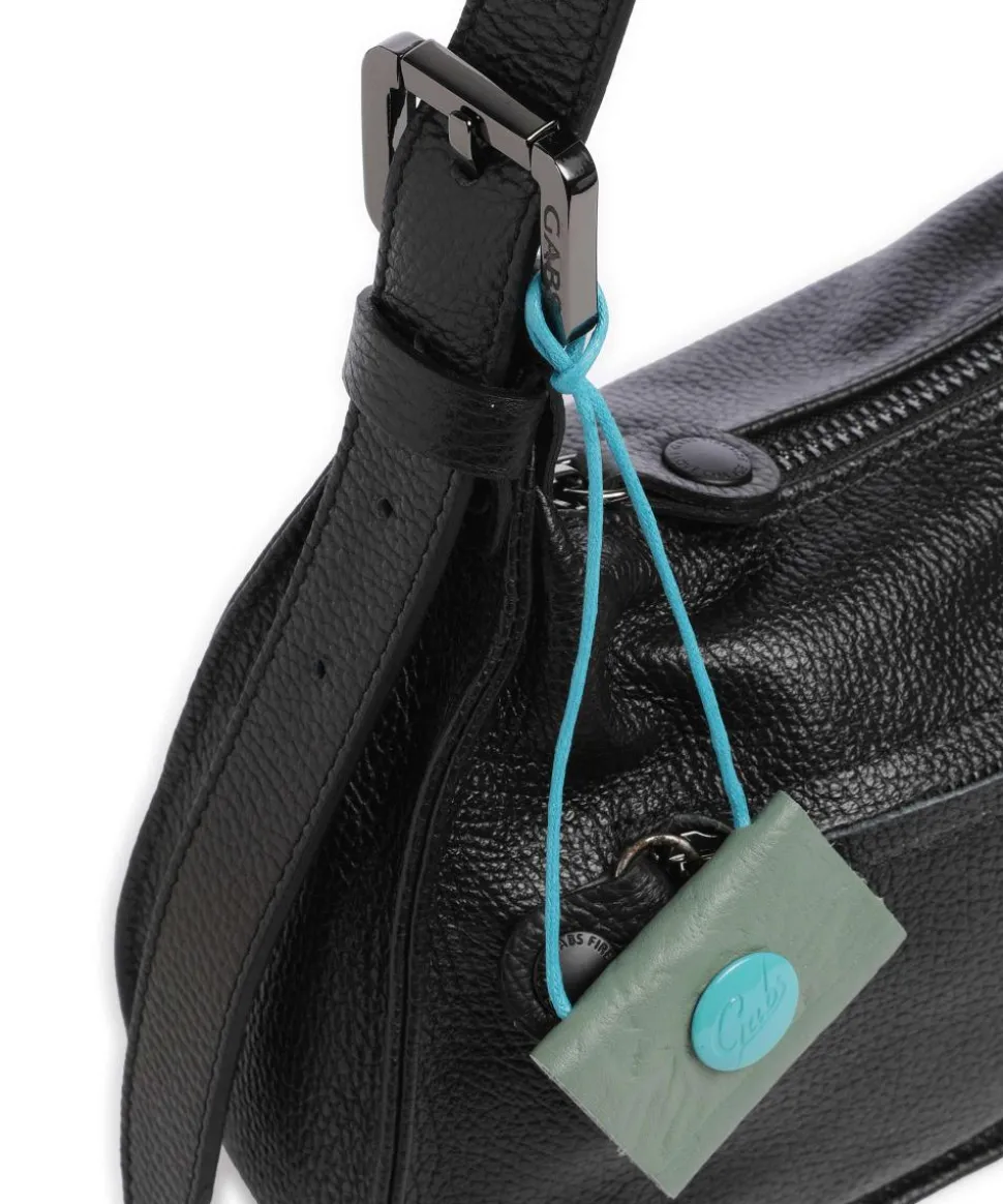 Porto Rico Gala Schultertasche genarbtes Kalbsleder schwarz