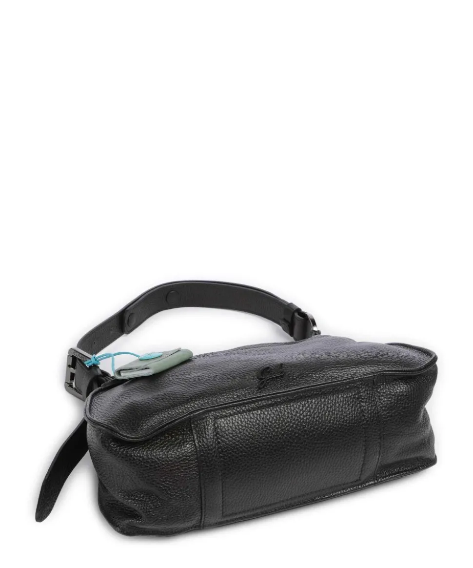 Porto Rico Gala Schultertasche genarbtes Kalbsleder schwarz