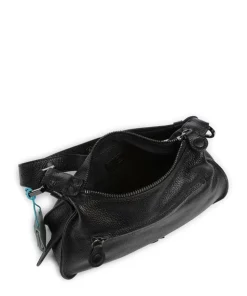 Porto Rico Gala Schultertasche genarbtes Kalbsleder schwarz