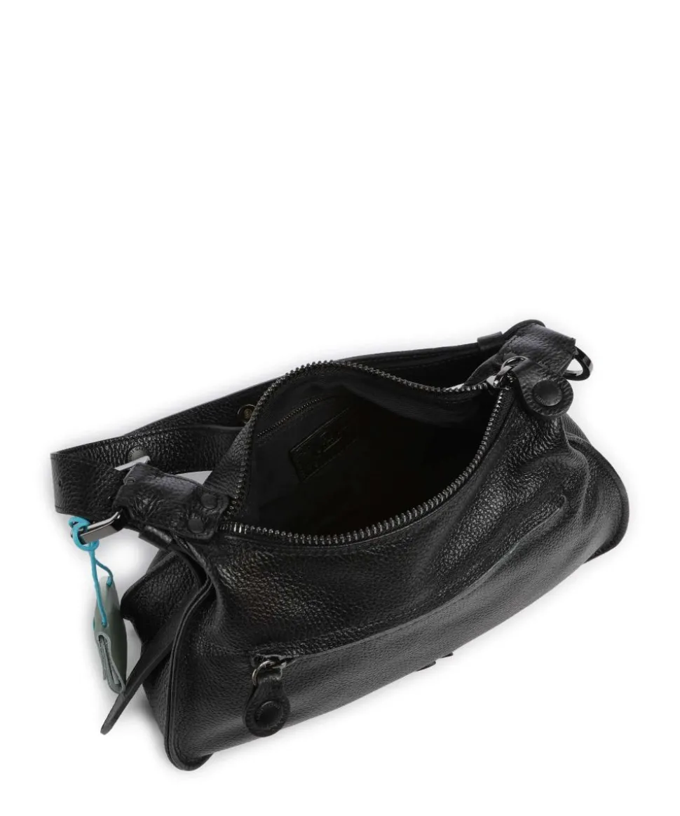 Porto Rico Gala Schultertasche genarbtes Kalbsleder schwarz