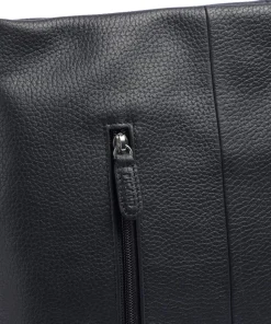 Pure Schultertasche genarbtes Rindsleder navy