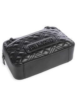 Quilted Schultertasche Lederimitat schwarz