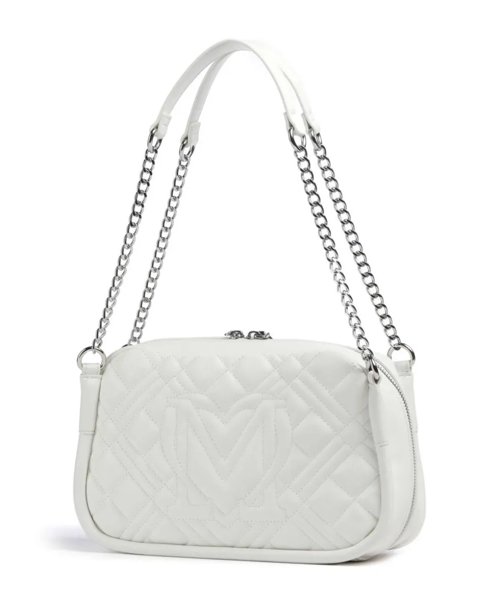 Quilted Schultertasche Lederimitat weiß