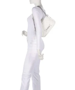 Quilted Schultertasche Lederimitat weiß