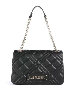 Quilted Schultertasche Lederimitat schwarz