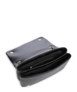 Quilted Schultertasche Lederimitat schwarz